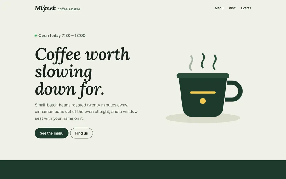Homepage of the Mlýnek concept website